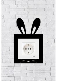 Resim Tavşan Tasarım Priz Çerçevesi İç Ölçü 8,4x8,4 Cm Dekoratif Priz - Anahtar Çerçevesi 