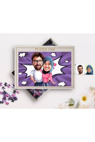 Resim Bk Gift Kişiye Özel Sevgililer Karikatürlü 1000 Parça Profesyonel Puzzle-58 