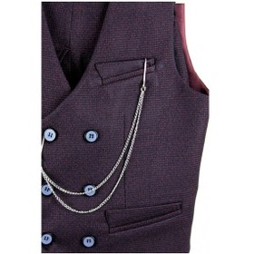 Resim Doctor Junior Erkek Çocuk Çift Sıra Düğmeli Zincili Yelek Takım Bordo 