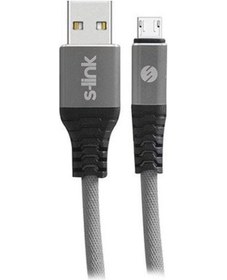 Resim S-Link Swapp Sw-Kc61Mg 1M 2.4A Micro Usb Kılıflı Gri Data + Şarj 