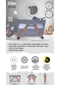 Resim Kiwi Toody All İn One Katlanır Tekerlekli Sallanır Sabitlenir Anne Yanı Oyun Parkı Park Yatak Beşik 