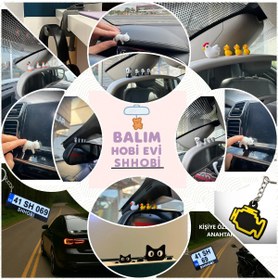 Resim SHHOBİ 4 Parça Sevimli Hamster Ailesi Dikiz Aynası Süsü - Araba Ayna Süsü Araç İçi Torpido Aksesuar 