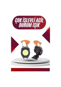Resim Bfs 7 Modlu Mini Led Lamba Anahtarlık Usb Şarjlı Kamp İçin Taşınabilir Çok Renkli 
