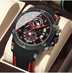 Resim Fochsia Poedagar Erkek 6 Düğmeli Çok Fonksiyonlu Kuarz Saati Siyah Kırmızı 3atm Suya Dayanıklı Diğer 