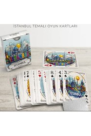 Resim hediye sandalı İstanbul Temalı Lüks Oyun Kâğıdı Destesi - Özel İllüstrasyonlu Hediyelik İskambil Kartları 