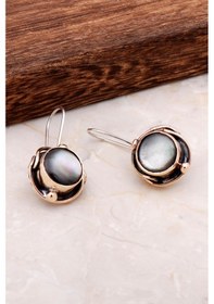 Resim Sedef El Yapımı Tasarım Gümüş Küpe 4891 