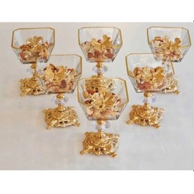 Resim Çnr Home Collection Karen 6 Adet Kelebekli Döküm Ayakli Kase Magnolia, Dondurmalik Cup & Çerezlik Sunumluk Gold 