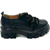 Resim Siyah Sofia Hakiki Deri Kadın Oxford Ayakkabı Siyah 