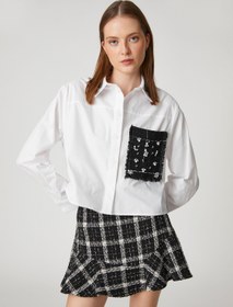 Resim Crop Gömlek Tüvit Cep Detaylı 