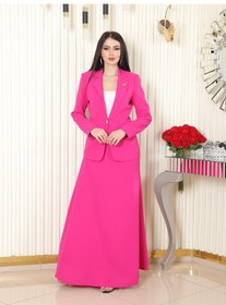 Resim Lovelf Broş Detay Krep Etekli Takım Fuşya 