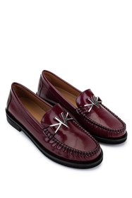 Resim Mario Valentino Kadın Hakiki Deri Bordo Loafer Ayakkabı 