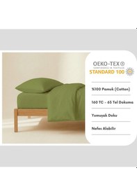 Resim Prime Sleeks %100 Pamuk Yastık Kılıfı 2 Adet - Ceviz Yeşili - 50x70cm Yeşil 