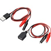 Resim 2 adet USB Timsah Klipsi Adaptörü Test Uçları - Kızıl ve Siyah Bantlı Kızıl/Kızıl Çift Kullanımlı Klipsler, Profesyonel Test ve Kalite Garantisi için Esnek Elektrikli Bağlantılar (Dayanıklı Plastik ve PVC), Test Ekipmanı için Elektronik Klipsler, Güvenli saç tokası Tasarımı 