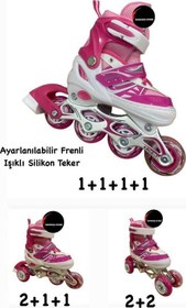 Resim Toprockstore Işıklı Çocuk Pateni Ayarlanılabilir Alıştırma Tekerli Frenli Silikon Tekerli Metal Gövdeli Paten 38-41 