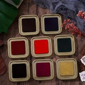 Resim 1 kutu teneke kılıflı vintage renkli yağ bazlı mürekkep pedi, günlük ofis kullanımı, scrapbooking, işaretleme, kırtasiye, defterler ve DIY el işleri için taşınabilir kare mürekkep pedi. Hızlı kuruyan mürekkep pedi 