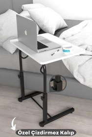 Resim Depolife Eğim Yükseklik Ayarlı Laptop Sehpası Kahvaltı Ders Çalışma Bilgisayar Ofis Yemek Masası Metal Ayak 