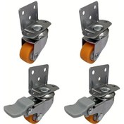 Resim Dashanshop 4 Adet 1 İnç L Tekerlek 2 Frenli Ve 2 Döner Mobilya Tekerleği Seti 