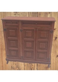 Resim Bengi Ayakkabılık Kareli Çok Amaç Model Parlak Ceviz 3 Kapaklı 