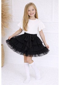 Resim Kokoş Bebe Kız Çocuk Tütü Etekli Şık 2 'li Takım - 5/10 Yaş - 31681 Siyah 