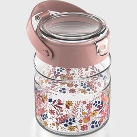 Resim Renga Mono 900 Ml Çiçek Desenli Cam Kavanoz 132065 Pembe 