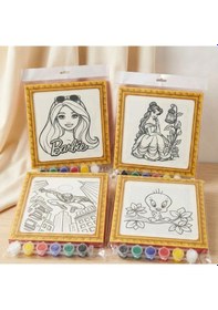 Resim Mini Tuval Çocuk Boyama Seti 20x20 Cm - Akrilik Boya Ve Fırçalı Eğlenceli Çocuk Aktivite Seti 