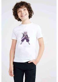 Resim Anime Dragon Ball Baskılı Unisex Çocuk Beyaz T-Shirt (534786129) 