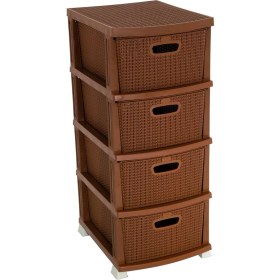 Resim Sağlam Plastik Örgü Komidin (4 Çekmeceli Sebzelik) Kahverengi 