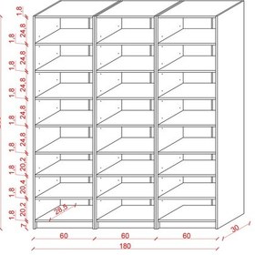 Resim Asra Trend %100 MDFLAM Koyu Gri & Beyaz Kitaplık K-28 