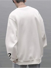 Resim Adrift Unisex Kadın/erkek Beyaz Who Am I Oversize Bisiklet Yaka Pamuklu Sweatshirt Beyaz 