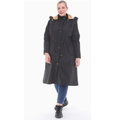 Resim Kadın Kürklü Mont Siyah Büyük Beden 110cm Çok Renkli 