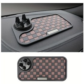 Resim Xuweiwei Siyah Kırmızı Desenli Araç Konsolu Düzenleyici Telefon Anahtarlık Tutucu Sabit Kaymaz 