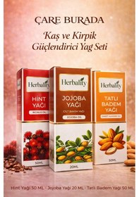 Resim Kaş Ve Kirpik Destekleyici Yağ Seti Hint Yağı & Jojoba Yağı & Tatlı Badem Yağı 