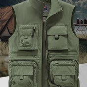 Resim Rüzgar Geçirmez Zeytin Yeşili Hızlı Kuruyan Taktik Yelek - Avcılık, Doğa Yürüyüşü, Balıkçılık ve Fotoğrafçılık için Fermuarlı Cepli - Ayarlanabilir Kayış, Makinede Yıkanabilir Polyester - Erkek & Kadınlar için Unisex Taktik Ekipman, Şık Tasarım, Nefes Alabilen Kumaş 