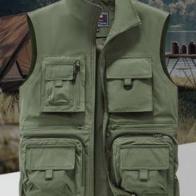 Resim Rüzgar Geçirmez Zeytin Yeşili Hızlı Kuruyan Taktik Yelek - Avcılık, Doğa Yürüyüşü, Balıkçılık ve Fotoğrafçılık için Fermuarlı Cepli - Ayarlanabilir Kayış, Makinede Yıkanabilir Polyester - Erkek & Kadınlar için Unisex Taktik Ekipman, Şık Tasarım, Nefes Alabilen Kumaş 