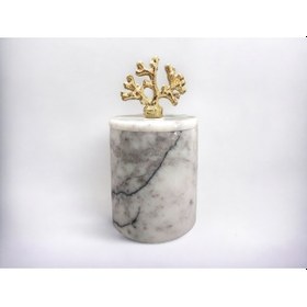 Resim Leylak Mermer Pamukluk-kapaklı Organizer-kutu-gold Aksesuarlı 