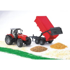 Resim Bruder Massey Ferguson 7480 Traktör ve Römork Yüksek Kalite Oyuncak 1:16 Ölçekli Kırmızı 