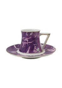 Resim Juvıa Concept Mor Ve Lila Ebruli Altın Yaldızlı 6'lı Türk Kahvesi Fincan Takımı Mor Ve Lila 