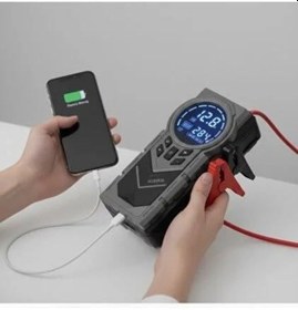 Resim Auhma A7722 4'ü 1 Arada Akü Takviyeli Şarjlı Hava Pompası Powerbank & Dijital Fener 