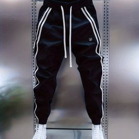 Resim Erkek Günlük Kargo Pantolon - Elastik Bel Bandı, İpli Bel, Esnemeyen Kumaş, Normal Kesim, Geometrik Desenli, Tüm Sezon Rahatlığı, Yürüyüş ve Partiler İçin Mükemmel 