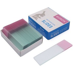 Resim Borox Lam Tek Yüzey Pembe Rodajlı Mikroskop Slayt Camı 50 Adet 