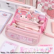 Resim SANRIO 9 katmanlı büyük kapasiteli çok fonksiyonlu kalem kutusu, Oxford kumaş, Kurumi ve Melody, kırtasiye saklama kutusu, su geçirmez ve sıkıştırma koruması 