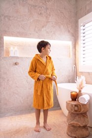 Resim CottonVerse Genç & Çocuk Kapşonlu Bornoz - %100 Pamuk, Unisex Oranj - Oranj / 9-10 Yaş 