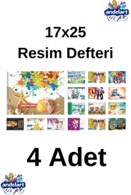 Resim andelart Resim Defteri Spiralli Karton Kapak 15 Yp 17x25 4 Adet 