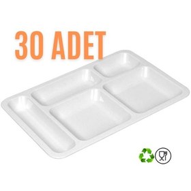 Resim 30'lu Tabldot Polikarbon Servis Tabağı 5 Gözlü 