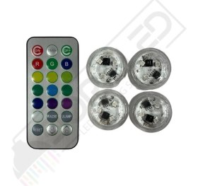 Resim Dora Led Dora Su Geçirmez Kumandalı RGB Nargile LED Işığı 4 LED + 1 Kumanda Pilli Aydınlatma 