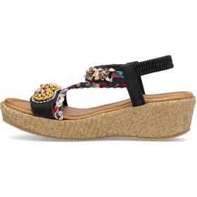 Resim Guja 25y153-2 Kadın Taşlı Düz Sandalet Siyah Siyah 