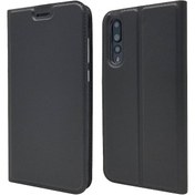 Resim Huawei P20 Prokart Yuvalı Manyetik Adsorpsiyon Deri Standlı Telefon Kılıfı 