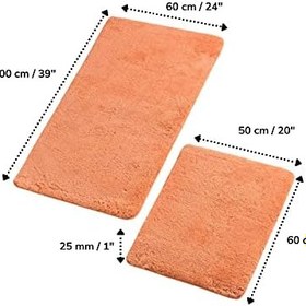 Resim Buffer Banyo paspası seti, 2 parça, dekoratif banyo halısı, el yapımı, %100 akrilik, makinede yıkanabilir, kaymaz alt yüzey, emici, uzun ömürlü ve şık, turuncu, 60 x 100 cm, 50 x 60 cm 