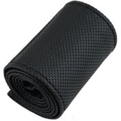 Resim Dıy Suni Deri Direksiyon Araba Oto Dekor Kapağı İğneler Konu Siyah 