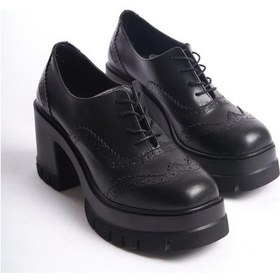 Resim Preshley Kadın Dianai Siyah Cilt Carık Model 8 Cm Topuklu Platformlu Ayakkabı-siyah Siyah 